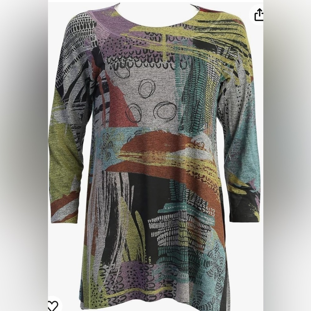 Jess & Jane Women's Morocco Raglan A-line Slinky Knit Tunic Top Small EUC